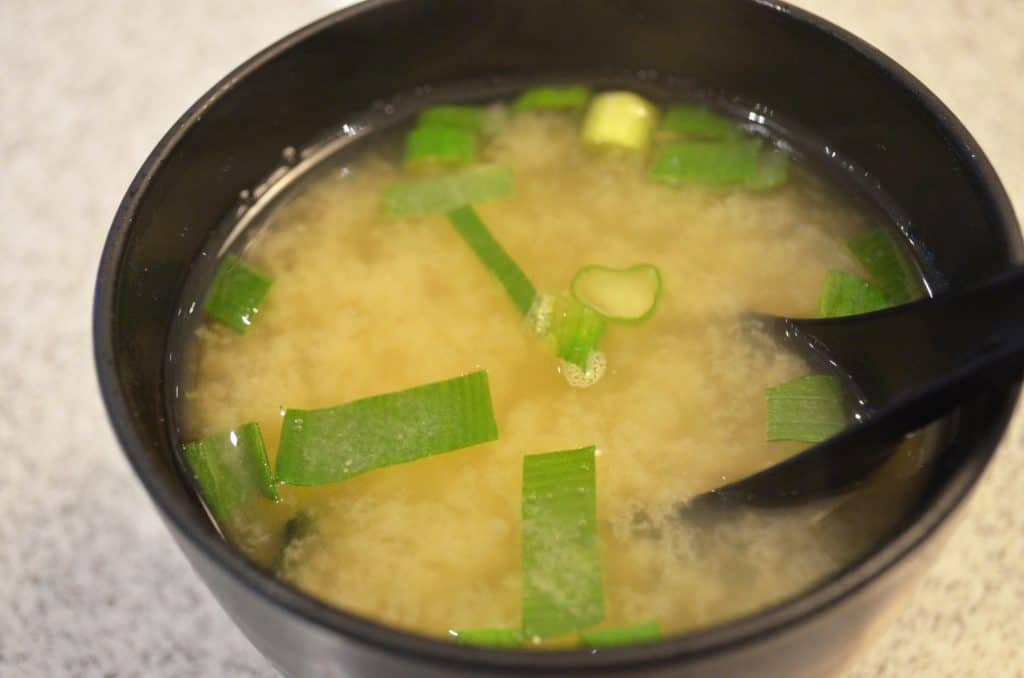 Close up of miso soup, a traditional japanese soup